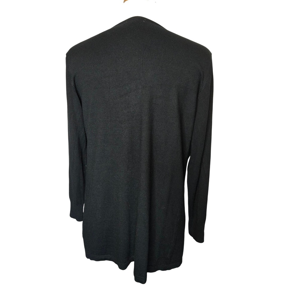Black Rhinestone Embellished Open Front Cardigan Sweater M Glam Sparkle Party - Picture 5 of 8